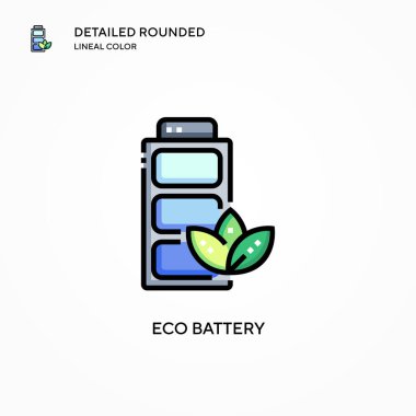 Eko batarya vektör simgesi. Modern vektör illüstrasyon kavramları. Düzenlemesi ve kişiselleştirmesi kolay.