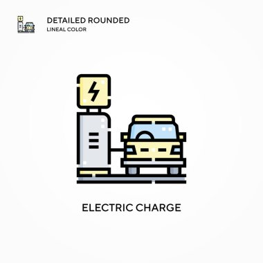 Elektrik yükleme vektör simgesi. Modern vektör illüstrasyon kavramları. Düzenlemesi ve kişiselleştirmesi kolay.