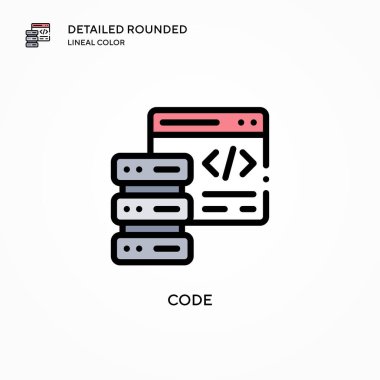 Kod vektör simgesi. Modern vektör illüstrasyon kavramları. Düzenlemesi ve kişiselleştirmesi kolay.