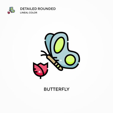 Kelebek vektör simgesi. Modern vektör illüstrasyon kavramları. Düzenlemesi ve kişiselleştirmesi kolay.
