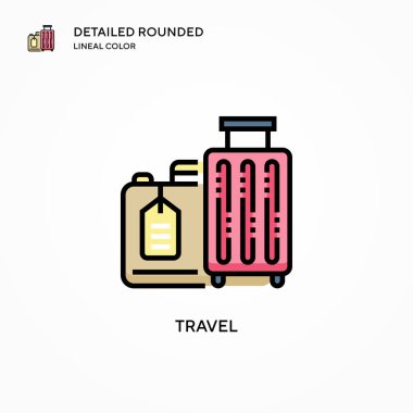 Seyahat vektör simgesi. Modern vektör illüstrasyon kavramları. Düzenlemesi ve kişiselleştirmesi kolay.