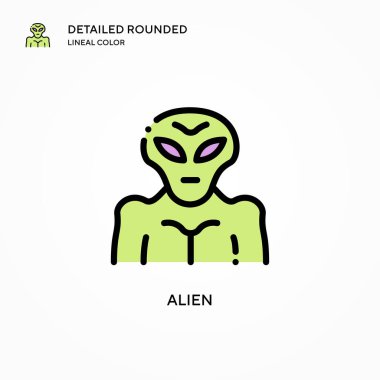Uzaylı vektör simgesi. Modern vektör illüstrasyon kavramları. Düzenlemesi ve kişiselleştirmesi kolay.