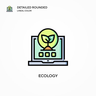 Ekoloji vektör simgesi. Modern vektör illüstrasyon kavramları. Düzenlemesi ve kişiselleştirmesi kolay.