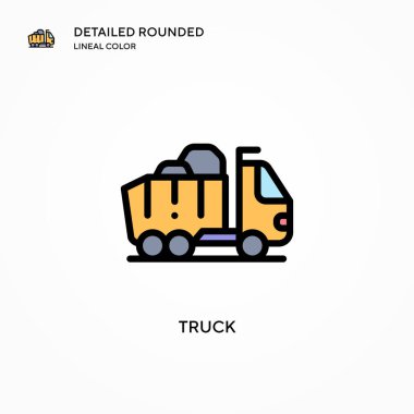 Kamyon vektör simgesi. Modern vektör illüstrasyon kavramları. Düzenlemesi ve kişiselleştirmesi kolay.