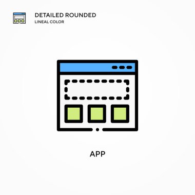 Uygulama vektör simgesi. Modern vektör illüstrasyon kavramları. Düzenlemesi ve kişiselleştirmesi kolay.