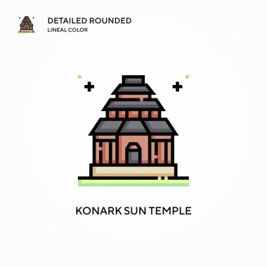 Konark güneş tapınağı vektör simgesi. Modern vektör illüstrasyon kavramları. Düzenlemesi ve kişiselleştirmesi kolay.