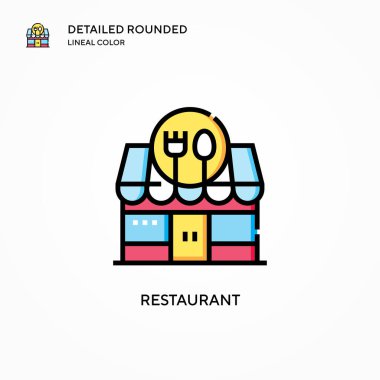 Restoran vektör simgesi. Modern vektör illüstrasyon kavramları. Düzenlemesi ve kişiselleştirmesi kolay.