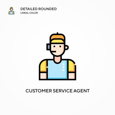 Müşteri hizmetleri temsilcisi vektör simgesi. Modern vektör illüstrasyon kavramları. Düzenlemesi ve kişiselleştirmesi kolay.
