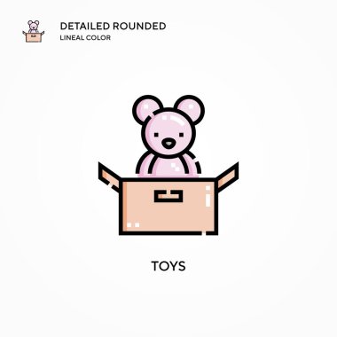 Oyuncaklar vektör simgesi. Modern vektör illüstrasyon kavramları. Düzenlemesi ve kişiselleştirmesi kolay.