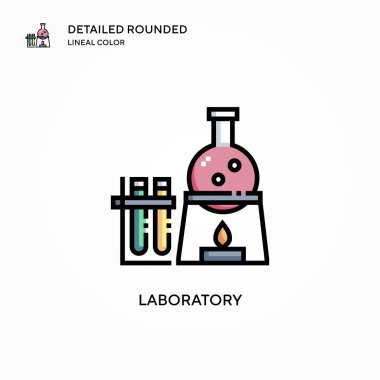 Laboratuvar vektör simgesi. Modern vektör illüstrasyon kavramları. Düzenlemesi ve kişiselleştirmesi kolay.