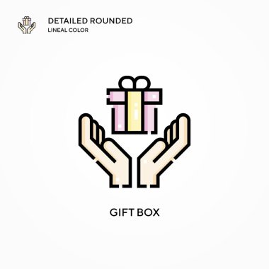 Hediye kutusu vektör simgesi. Modern vektör illüstrasyon kavramları. Düzenlemesi ve kişiselleştirmesi kolay.
