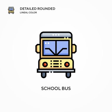 Okul servisi vektör simgesi. Modern vektör illüstrasyon kavramları. Düzenlemesi ve kişiselleştirmesi kolay.