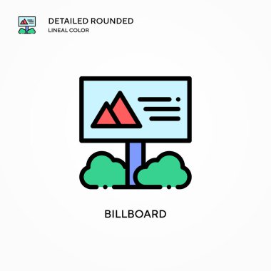 Reklam panosu vektör simgesi. Modern vektör illüstrasyon kavramları. Düzenlemesi ve kişiselleştirmesi kolay.