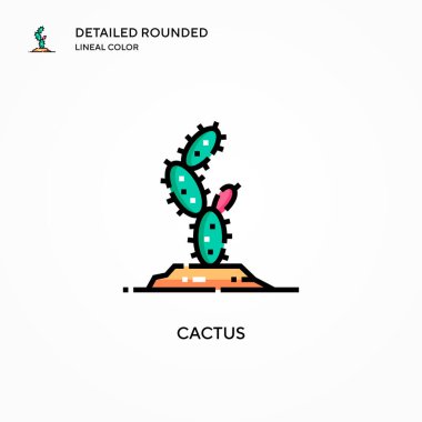 Kaktüs vektör simgesi. Modern vektör illüstrasyon kavramları. Düzenlemesi ve kişiselleştirmesi kolay.