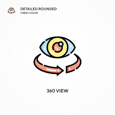 360 görünüm vektör simgesi. Modern vektör illüstrasyon kavramları. Düzenlemesi ve kişiselleştirmesi kolay.