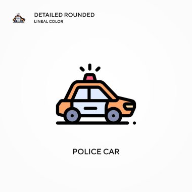 Polis arabası vektör ikonu. Modern vektör illüstrasyon kavramları. Düzenlemesi ve kişiselleştirmesi kolay.