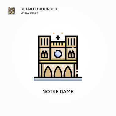 Notre dame vektör simgesi. Modern vektör illüstrasyon kavramları. Düzenlemesi ve kişiselleştirmesi kolay.