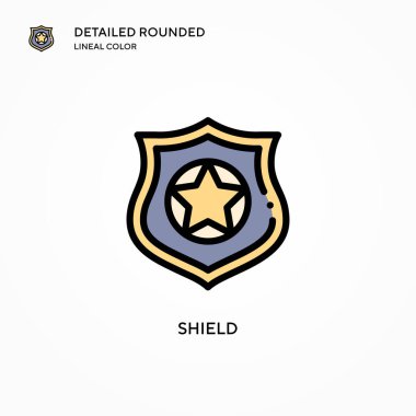 Kalkan vektör simgesi. Modern vektör illüstrasyon kavramları. Düzenlemesi ve kişiselleştirmesi kolay.