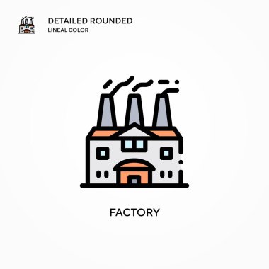 Fabrika vektör simgesi. Modern vektör illüstrasyon kavramları. Düzenlemesi ve kişiselleştirmesi kolay.