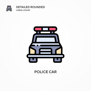Polis arabası vektör ikonu. Modern vektör illüstrasyon kavramları. Düzenlemesi ve kişiselleştirmesi kolay.