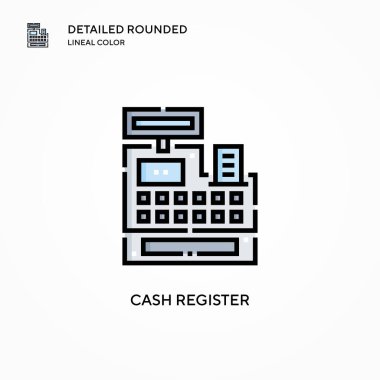 Yazar kasa vektör simgesi. Modern vektör illüstrasyon kavramları. Düzenlemesi ve kişiselleştirmesi kolay.