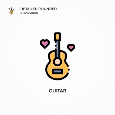 Gitar vektör simgesi. Modern vektör illüstrasyon kavramları. Düzenlemesi ve kişiselleştirmesi kolay.