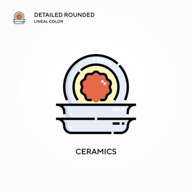 Seramik vektör simgesi. Modern vektör illüstrasyon kavramları. Düzenlemesi ve kişiselleştirmesi kolay.