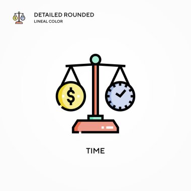 Zaman vektör simgesi. Modern vektör illüstrasyon kavramları. Düzenlemesi ve kişiselleştirmesi kolay.