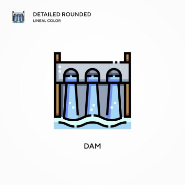 Baraj vektör simgesi. Modern vektör illüstrasyon kavramları. Düzenlemesi ve kişiselleştirmesi kolay.
