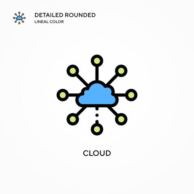 Bulut vektör simgesi. Modern vektör illüstrasyon kavramları. Düzenlemesi ve kişiselleştirmesi kolay.