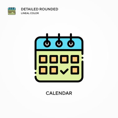 Takvim vektör simgesi. Modern vektör illüstrasyon kavramları. Düzenlemesi ve kişiselleştirmesi kolay.
