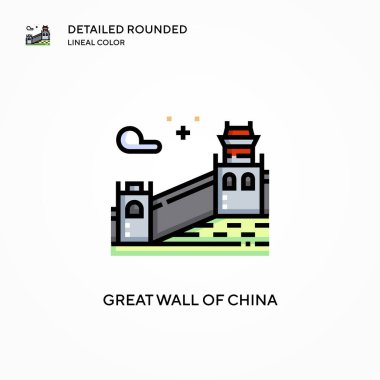 Çin porseleni ikonundan oluşan büyük bir duvar. Modern vektör illüstrasyon kavramları. Düzenlemesi ve kişiselleştirmesi kolay.