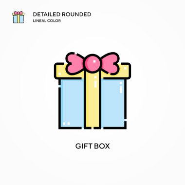 Hediye kutusu vektör simgesi. Modern vektör illüstrasyon kavramları. Düzenlemesi ve kişiselleştirmesi kolay.
