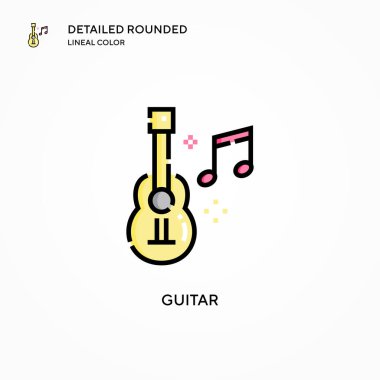 Gitar vektör simgesi. Modern vektör illüstrasyon kavramları. Düzenlemesi ve kişiselleştirmesi kolay.
