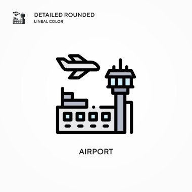 Havaalanı vektör simgesi. Modern vektör illüstrasyon kavramları. Düzenlemesi ve kişiselleştirmesi kolay.