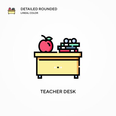 Öğretmen masası vektör simgesi. Modern vektör illüstrasyon kavramları. Düzenlemesi ve kişiselleştirmesi kolay.