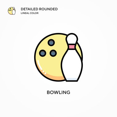 Bowling vektör simgesi. Modern vektör illüstrasyon kavramları. Düzenlemesi ve kişiselleştirmesi kolay.