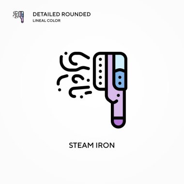 Buharlı demir vektör ikonu. Modern vektör illüstrasyon kavramları. Düzenlemesi ve kişiselleştirmesi kolay.