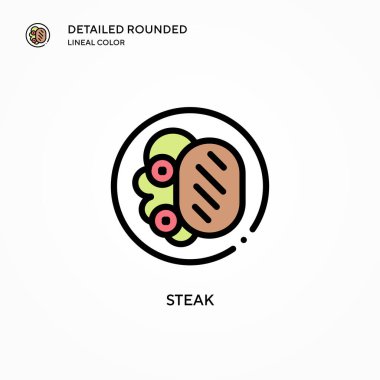 Biftek vektör ikonu. Modern vektör illüstrasyon kavramları. Düzenlemesi ve kişiselleştirmesi kolay.