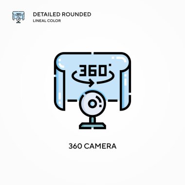 360 kamera vektör simgesi. Modern vektör illüstrasyon kavramları. Düzenlemesi ve kişiselleştirmesi kolay.