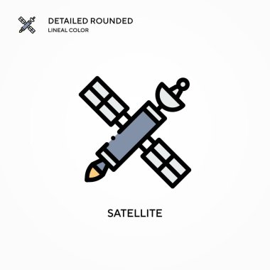 Uydu vektör simgesi. Modern vektör illüstrasyon kavramları. Düzenlemesi ve kişiselleştirmesi kolay.