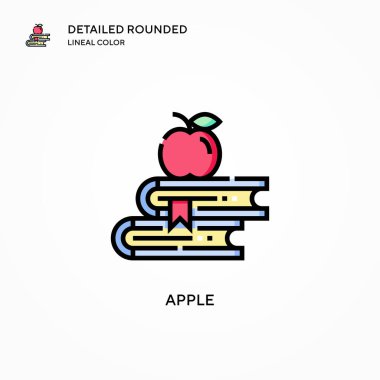 Elma vektör simgesi. Modern vektör illüstrasyon kavramları. Düzenlemesi ve kişiselleştirmesi kolay.