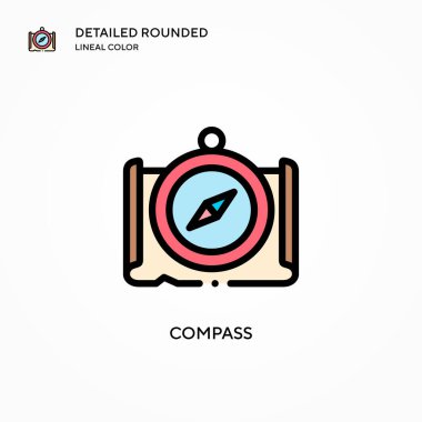 Pusula vektör simgesi. Modern vektör illüstrasyon kavramları. Düzenlemesi ve kişiselleştirmesi kolay.