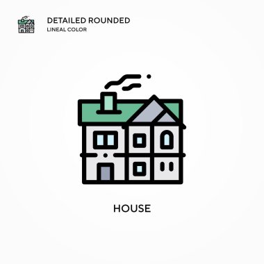 Ev vektör simgesi. Modern vektör illüstrasyon kavramları. Düzenlemesi ve kişiselleştirmesi kolay.