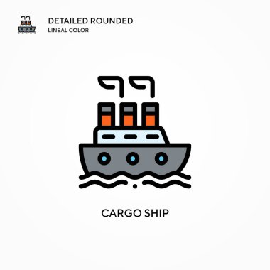 Kargo gemisi vektör simgesi. Modern vektör illüstrasyon kavramları. Düzenlemesi ve kişiselleştirmesi kolay.