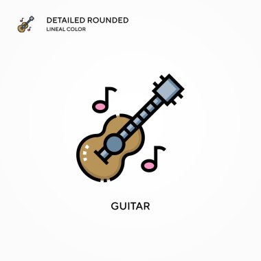 Gitar vektör simgesi. Modern vektör illüstrasyon kavramları. Düzenlemesi ve kişiselleştirmesi kolay.