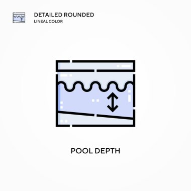 Havuz derinliği vektör simgesi. Modern vektör illüstrasyon kavramları. Düzenlemesi ve kişiselleştirmesi kolay.