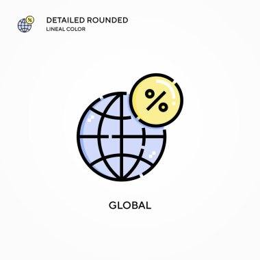 Küresel vektör simgesi. Modern vektör illüstrasyon kavramları. Düzenlemesi ve kişiselleştirmesi kolay.