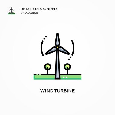 Rüzgar türbini vektör simgesi. Modern vektör illüstrasyon kavramları. Düzenlemesi ve kişiselleştirmesi kolay.