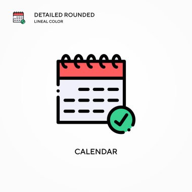 Takvim vektör simgesi. Modern vektör illüstrasyon kavramları. Düzenlemesi ve kişiselleştirmesi kolay.